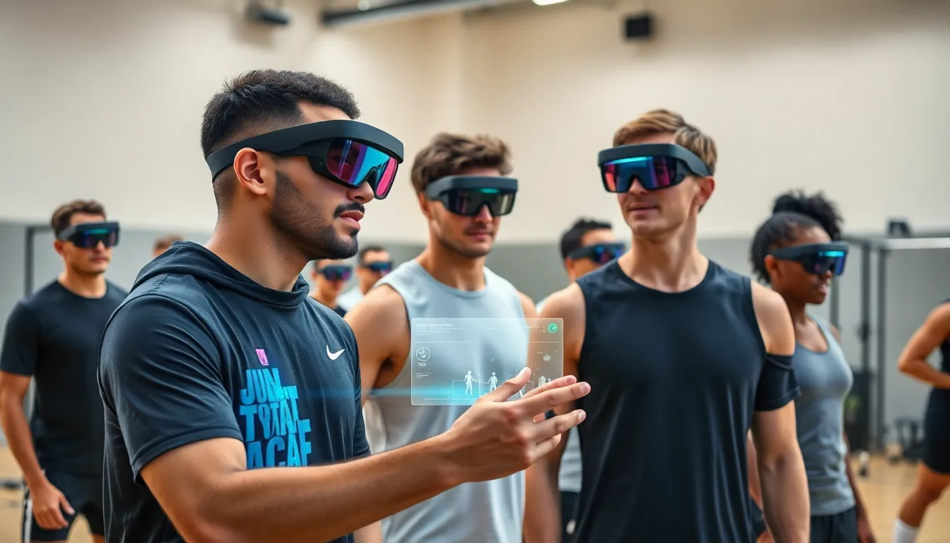 athletes using augmented reality technology during training.