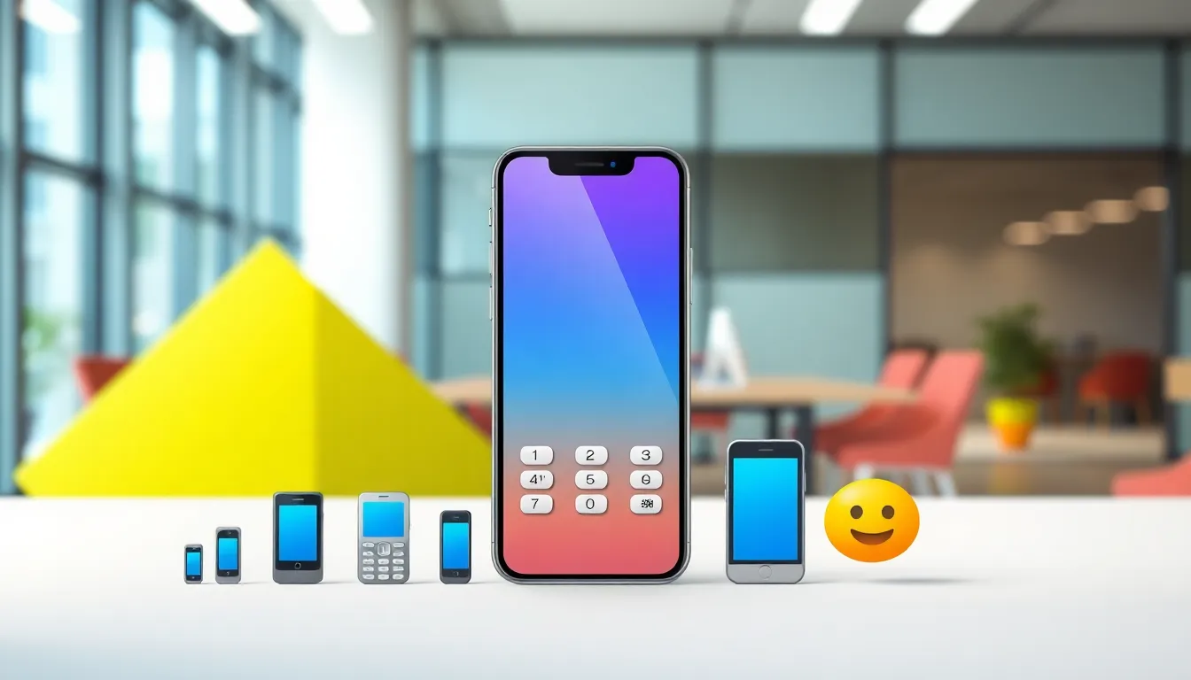modern smartphone emoji illustrating the evolution of mobile devices.